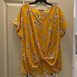 Yellow twist front blouse